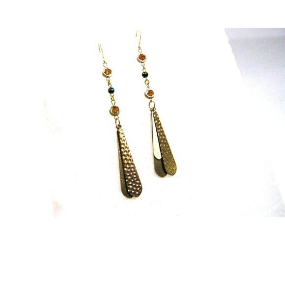 Set of Handcrafted Glass Turquoise Hoops Vintage & Shell beaded Drop Earrings - Picture 10 of 11